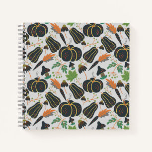 Cuaderno Calabaza patrón de zanahoria sin soldadura negro y