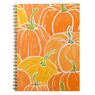 Cuaderno Calabaza personalizado, lindo patrón otoño.
