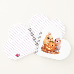 Cuaderno Calabaza sonriente de pequeños pájaros de Hallowee