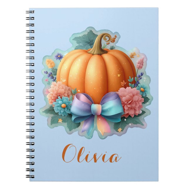 Cuaderno Calabaza suave con flores camiseta personalizada (Frente)