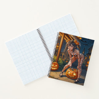 Cuaderno Calabaza y chica murciélago monstruosas de Hallowe