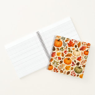 Cuaderno Calabazas de Acuarela de Otoño, Hojas de Otoño y B