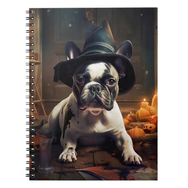 Cuaderno Calabazas de Bulldog francés asustan a Halloween (Frente)