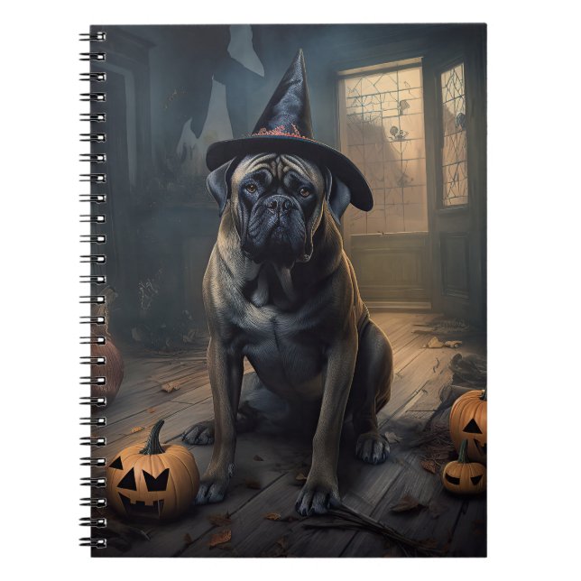 Cuaderno Calabazas de bullmastiff asustan a Halloween (Frente)
