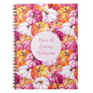 Cuaderno Calabazas de Halloween naranjas con rubor rosa Gro