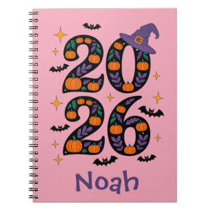 Cuaderno Calabazas de Halloween rosadas 2026 Sombrero de Br
