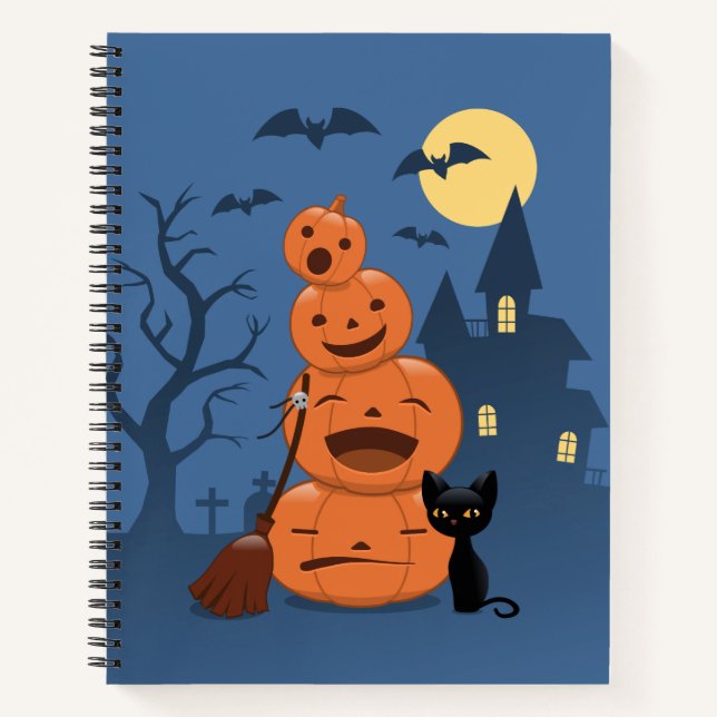 Cuaderno Calabazas de Halloween y gato negro (Anverso)