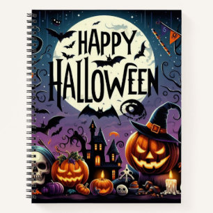 Cuaderno Calabazas de Noche de Halloween, Calaveras y Casa