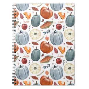 Cuaderno Calabazas de otoño y patrón de hojas de otoño