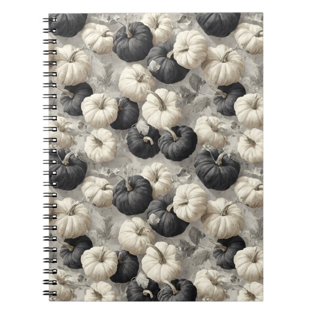 Cuaderno Calabazas elegantes en blanco y negro (Frente)