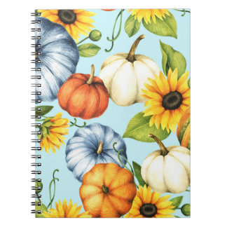 Cuaderno Calabazas, girasoles, ilustracion acuarela