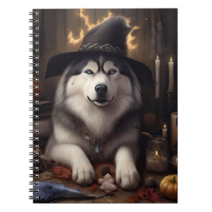 Cuaderno Calabazas Malamute de Alaska Halloween Espeluznant