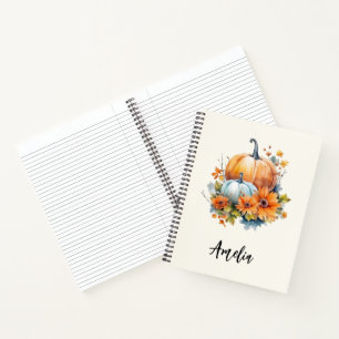 Cuaderno Calabazas otoñales con flores y follaje