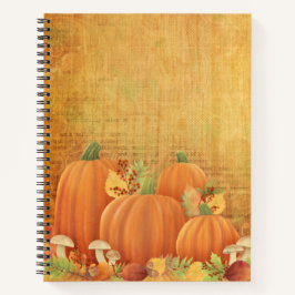 Cuaderno Calabazas otoñales y Ilustracion de follaje