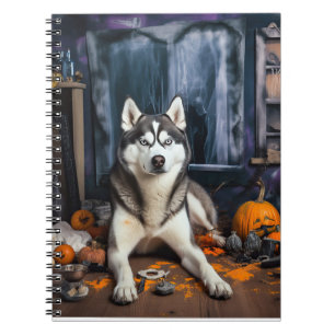 Cuaderno Calabazas Siberian Husky Halloween Asustadizas