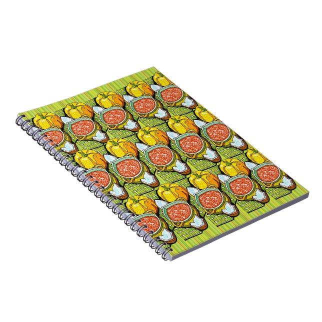 Cuaderno Calabazas, sopa y fondo a rayas (Lado Derecho)