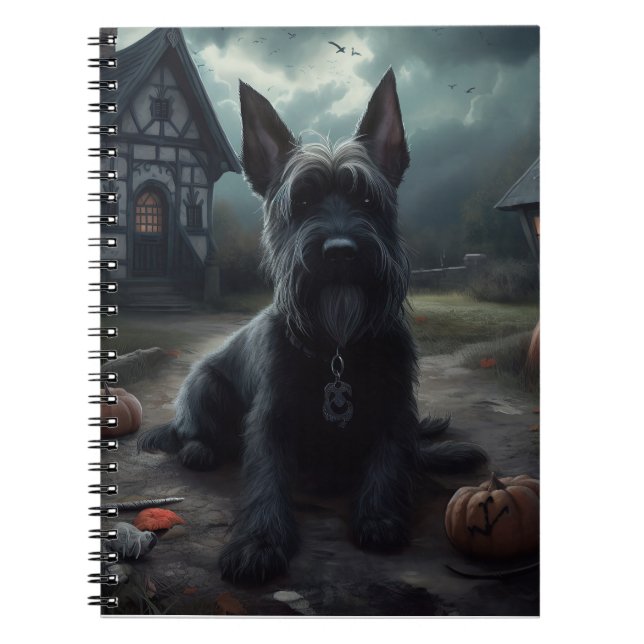 Cuaderno Calabazas Terrier Escocés de Halloween (Frente)