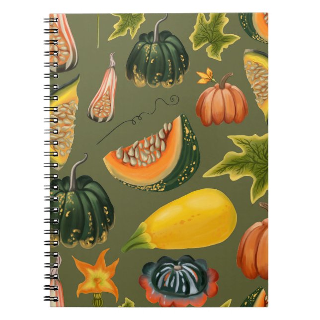 Cuaderno Calabazas y hojas: vegetación otoñal (Frente)