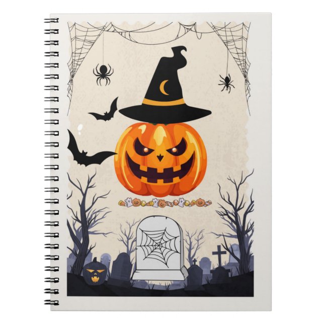 Cuaderno Calabazas y lápidas: Un bloc de notas de Halloween (Frente)