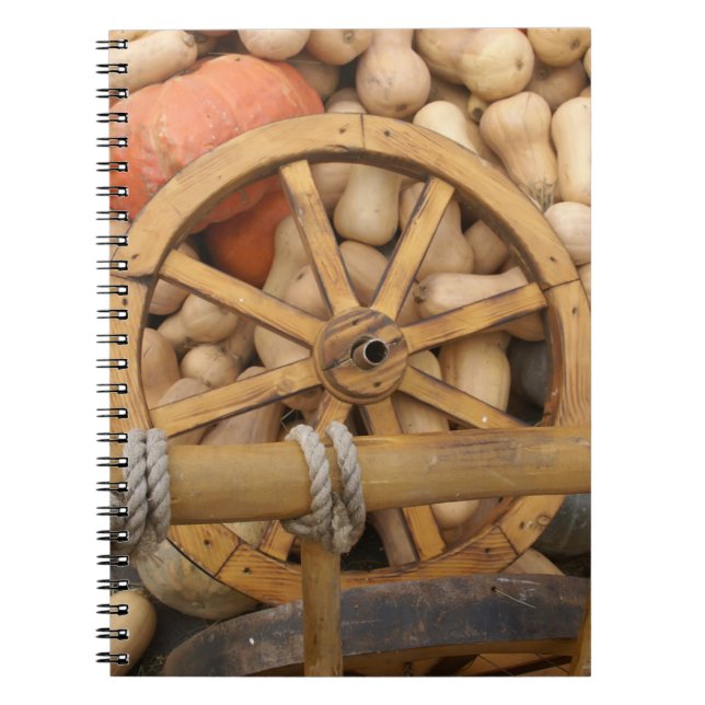 Cuaderno Calabazas y rueda del carrito de madera rural (Frente)