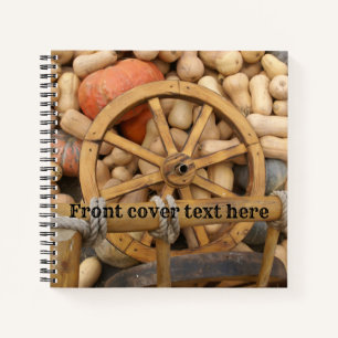 Cuaderno Calabazas y rueda del carrito de madera rural
