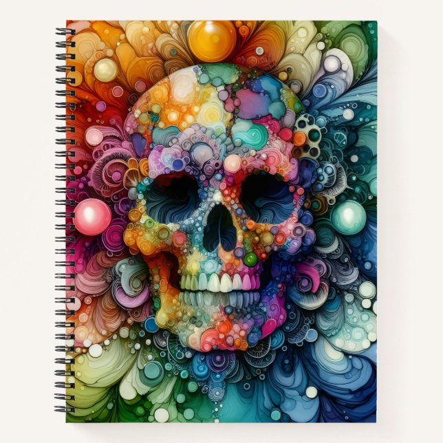 Cuaderno Calavera Arcoíris Tinta Alcohólica Deluxe (Anverso)