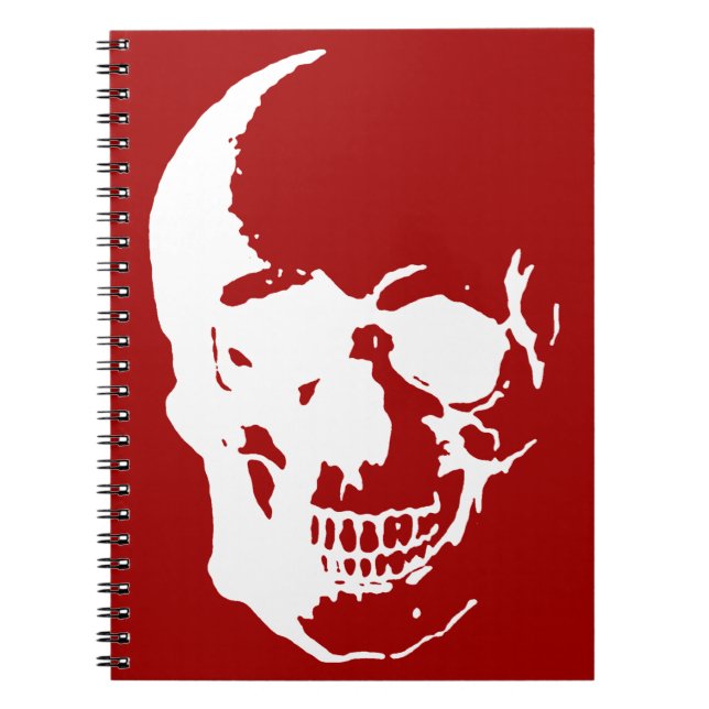 Cuaderno Calavera - Arte Metalizado de fantasía rojo y blan (Frente)