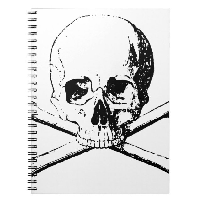 Cuaderno Calavera blanca y negra y huesos (Frente)