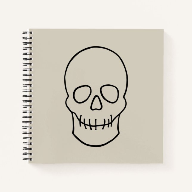 Cuaderno Calavera - Blanco óseo y negro mural (Anverso)