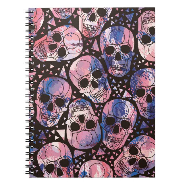 Cuaderno Calavera con ornamento poligonal. Halloween. Sin i (Frente)