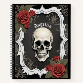 Cuaderno Calavera con Rosas y Marco Blanco
