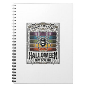Cuaderno Calavera de araña de Halloween grabado retro arcoí