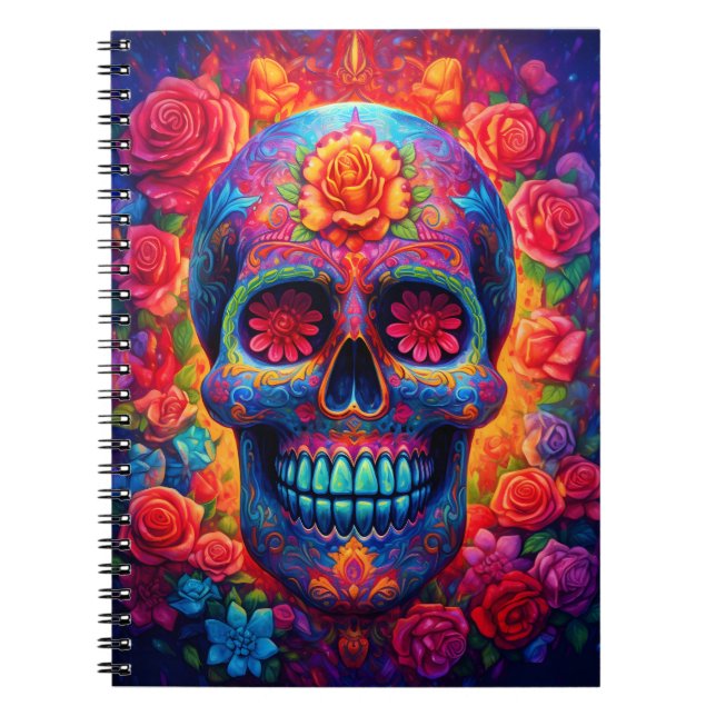 Cuaderno Calavera de Azúcar Floral Temporada Feliz de Hallo (Frente)