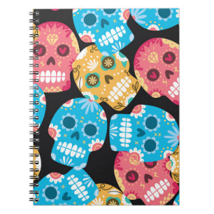 Cuaderno Calavera de azúcar, fondo festivo sin costura.