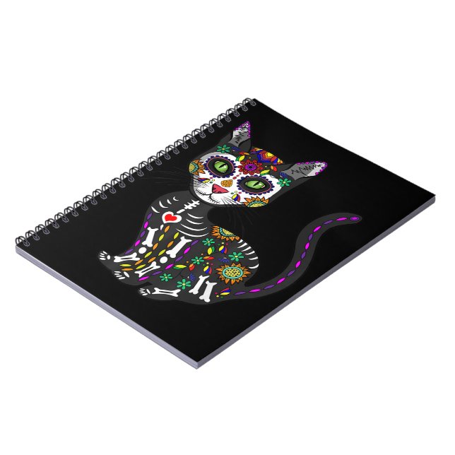 Cuaderno Calavera de azúcar Gato Mexicano Halloween Día De  (Lado Izquierdo)