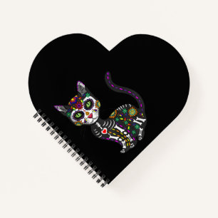 Cuaderno Calavera de azúcar Gato Mexicano Halloween Día De 