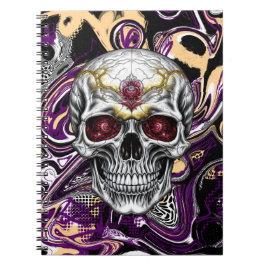 Cuaderno Calavera de azúcar negra, morada y dorada