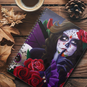 Cuaderno Calavera de azúcar Rojo ROses Púrpura