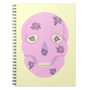 Cuaderno Calavera de azúcar rosa con bloc de notas de flore