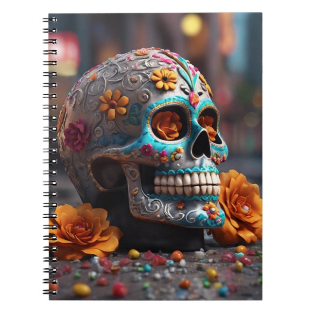 Cuaderno Calavera de azúcar turquesa (Frente)
