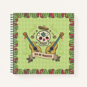 Cuaderno Calavera de azúcar y Guitars Dia de Muertos   Cuad