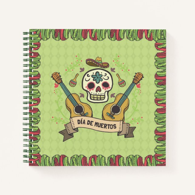Cuaderno Calavera de azúcar y Guitars Dia de Muertos | Cuad (Anverso)