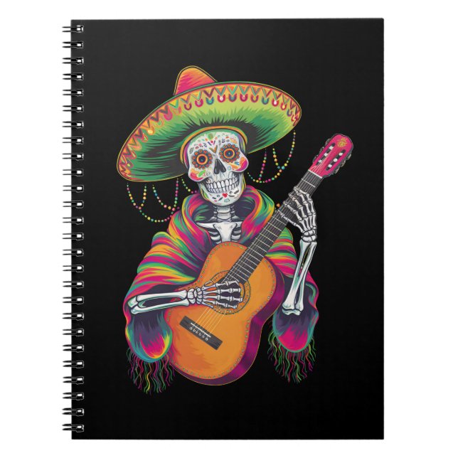 Cuaderno Calavera de esqueleto de Cinco De Mayo Fiesta Guit (Frente)