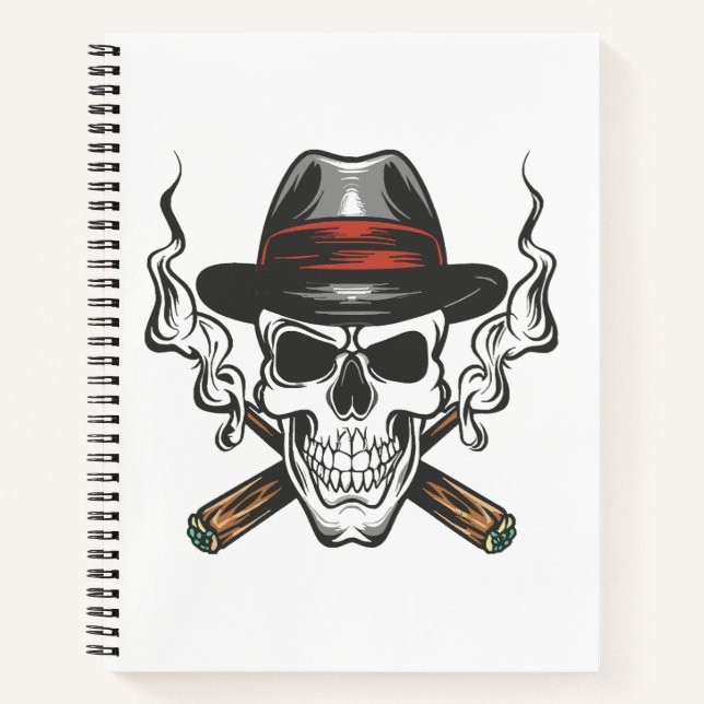 Cuaderno Calavera de gánster con sombrero fedora (Anverso)
