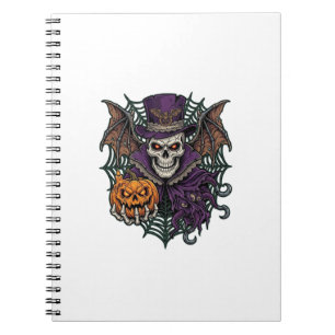 Cuaderno Calavera de Halloween Sombrero Alto Alas de Murcié