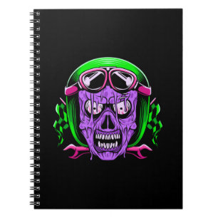 Cuaderno Calavera de jinete zombie que se derrite de neón