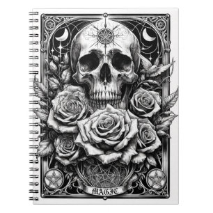 Cuaderno Calavera de Pentáculo Cráneos y Rosas Arte Tarot