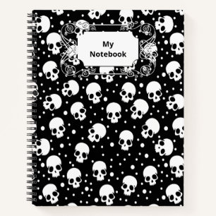 Cuaderno Calavera de punto de polka monocroma