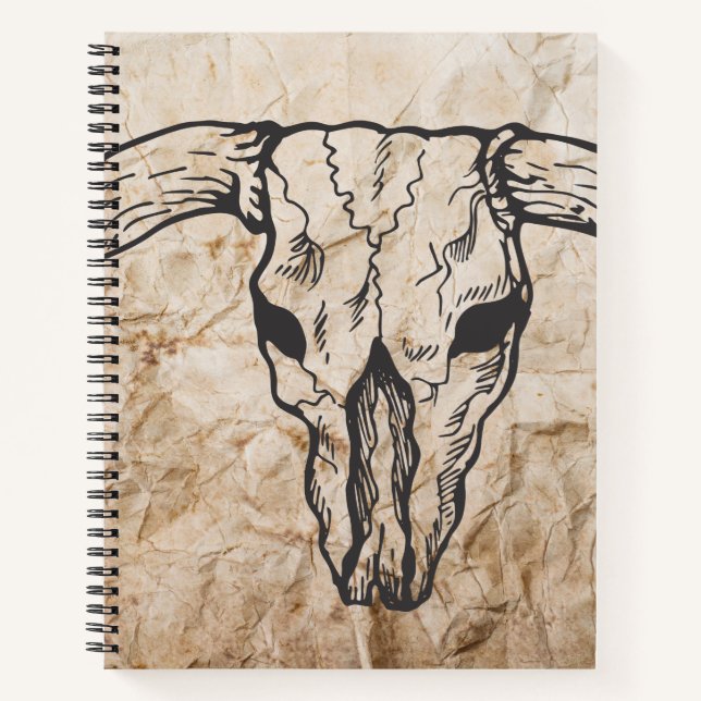 Cuaderno Calavera de toro de Longhorn de Texas (Anverso)