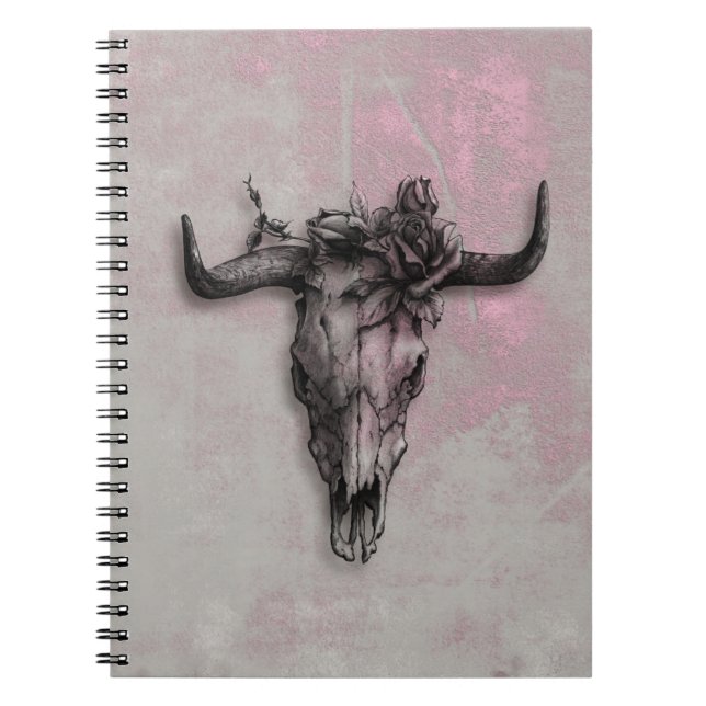 Cuaderno Calavera de toro y gris rosado rosado Rosa (Frente)